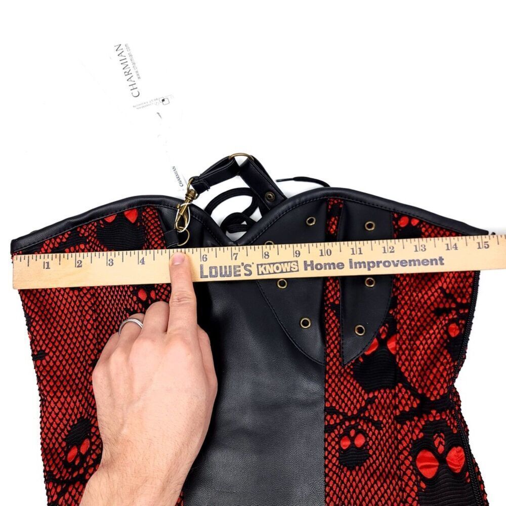 NWT Charmian Goth Steel Boned Steampunk Bustiers Corset Jacket Belt Medium Skull - Picture 5 of 10